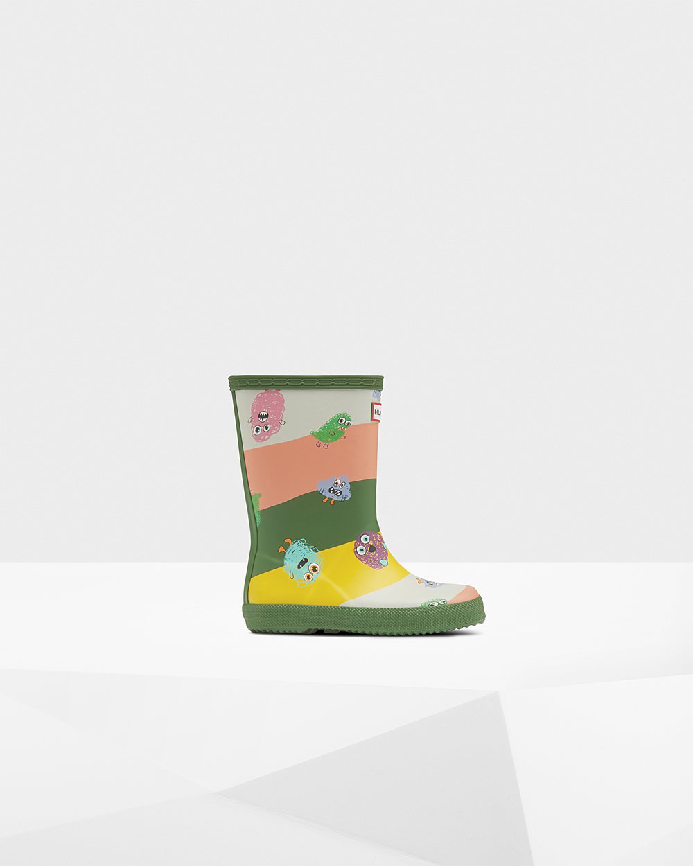 Hunter Original First Classic Scribble Print Rain Boots - Cheap Online Kids Green - CEFTOY178